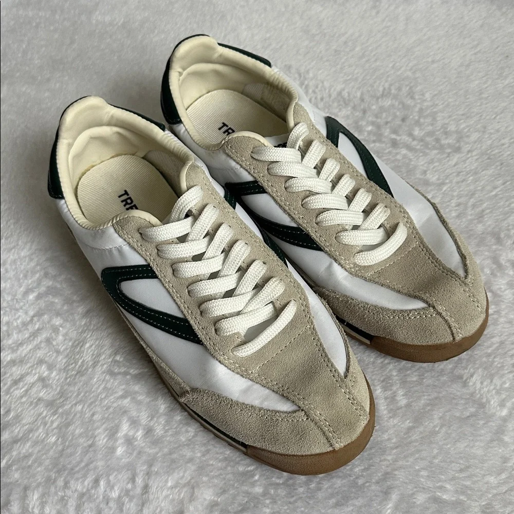 Tretorn Rawlins 2.0‎ Low Top Leather Suede Cream Green Sneakers 7.5 Athleisure